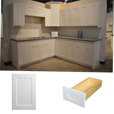 China Modern China Made Modular Shaker Style Kitchen Cabinet Solid White Wood for sale