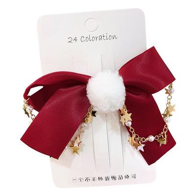 China New Fashion Kids Girl Headwear Snowman Christmas Santa Claus Angel Wing Glitter Hair Bow Hair Clips for sale