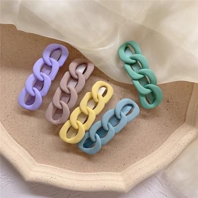 China Matte Twist Chain Hair Pins Headdress Side-Edge Single Word Clip Solid Color Twisted Hair Pin For Women for sale