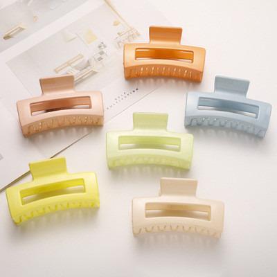 China Environmentally Friendly Solid Color Mid Size Single Hair Claws Korean Candy Color Square Plastic Hair Claws For Women for sale