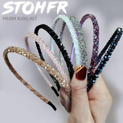 China Fashionable Rhinestone Headbands Wholesale Crystal Hair Accessories Luxury Solid Color Bling Headbands For Women for sale