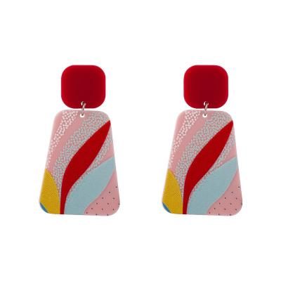 China CIA factory retro romantic Korean geometric earrings girl colorful jewelry for sale