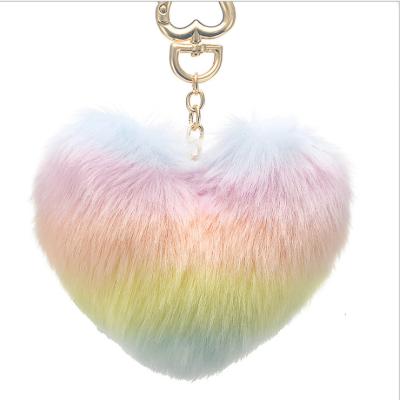 China Promotion Gift New Colorful Rainbow Love Shaped Bag Pendant Heart Key Chain for sale