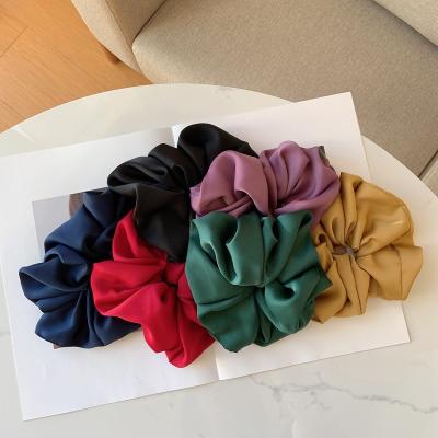 China Multi Color Matte Scrunchies Hair Ties Popular Satin Large Size Hair Decoration Ponytail Holder Hair Scrunchies for sale