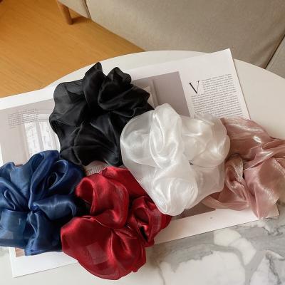 China Large Size Eco-Friendly Large Size Environmentally Friendly Rope Tie Multi Color Organza Material Summer Hair Scrunchies Simple Chic for sale