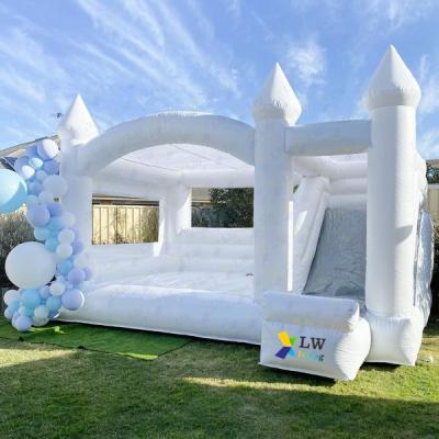 China Hot selling indoor inflatable games moonwalk jumper wedding white bouncer with slide for sale