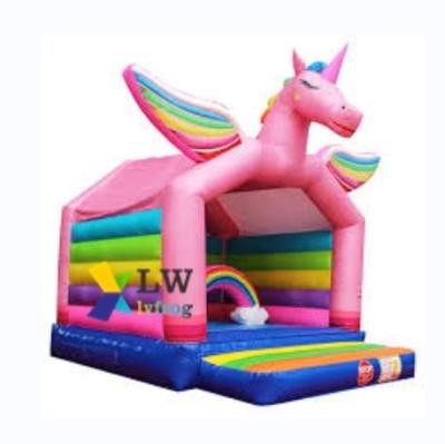 China Indoor Inflatable Unicorn Bouncy Castle Pink Fun Kids Games Inflatable Jumper Trampoline Rental for sale