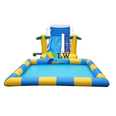 China Indoor Inflatable Games Custom Size Commercial Kids Bounce House Parks Backyard Water Slide Adults Inflatable Pool Water Slide for sale