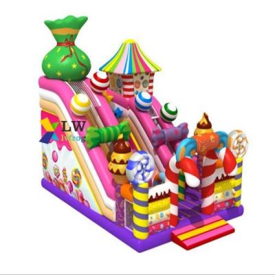 China Indoor Inflatable Games Inflatable Sweet Candy Slide , Kids Amusement Park Candy Slide With Gift for sale