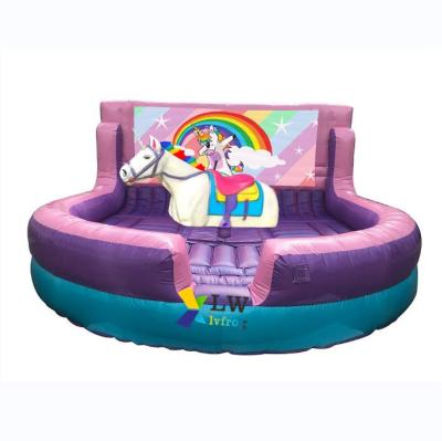 China Indoor Inflatable Rodeo Mechanical Bull Ride Unicorn Games Inflatable Mechanical Unicorn Kids Ride For Party Rental for sale