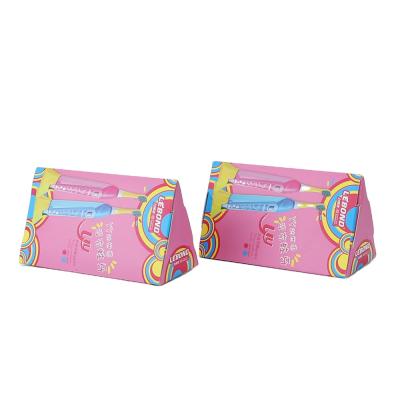 China Recycled Materials Custom Design Cute Triangle Pink Christmas Small Gift Box for sale