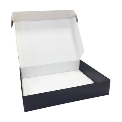 China Recycled Materials 2021 Low MOQ Hot Sale Black Elegant Mailing Gift Boxes With Custom Laser Logo For E-commerce for sale