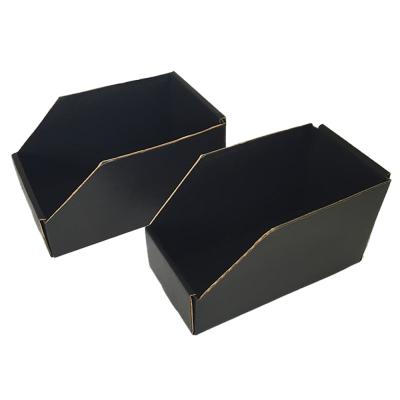 China Anti-Static Flip Up Black Esd Corrugated Cardboard Shipping Bins Trays For Electronic Components Shipping And Storaging for sale