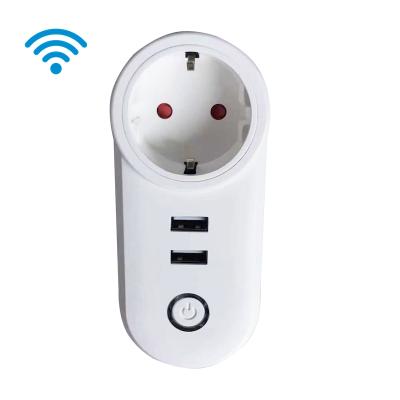 China EU Standard Residential / Multi-Purpose WiFi Socket Smart Socket With German Type Remote Control Intelligent Power USB Charger Voice Control Smart Home Socket for sale