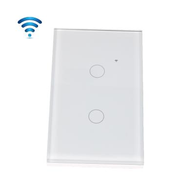 China Glass+Life Smart Wifi Tuya Smart APP LED Glass Switch 2 Strips Touch PC Brasil PC Wall Light Remote Power Switches for sale