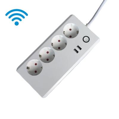 China Commercial EU WiFi Smart Power Strip With USB Charger USB Charger Voice App Control Timing Smart Home Accessory German Type 16A Smart Plug for sale