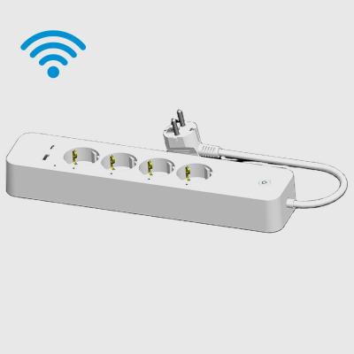 China EU Smart WiFi Residential/Multi-Purpose Power Strip USB Produced German Type Smart Home Handsfree Power Socket Control Voice App Smart Plug for sale