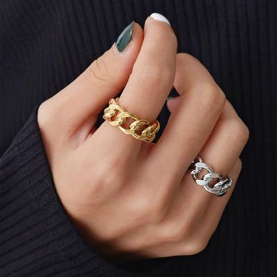 China 2021 Lead Free Nickel Free New Design Trendy Gold Vermeil Ring For Women Stainless Steel for sale