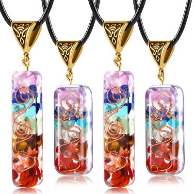 China Stone Jewelry Crystal Pendant Stone Healing Stones for Necklaces Seven Chakras Orgone Teardrop Quartz 7 Chakra Set Natural Necklace for sale