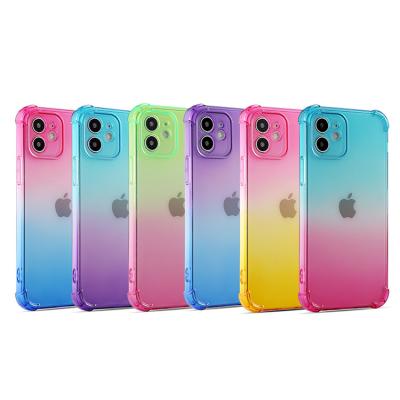 China Shockproof Transparent Phone Case For iPhone 11 Pro Max Rainbow Colors Phone Case For iPhone 12 Pro 6.1 Cell Phone Bags for sale