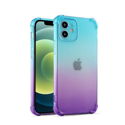 China New Fashion Anti-fall Gradient Color Shockproof Soft Silicone TPU Cover Device, Suitable for iPhone 11 12 Pro Max 13 Cell Phone Case for sale