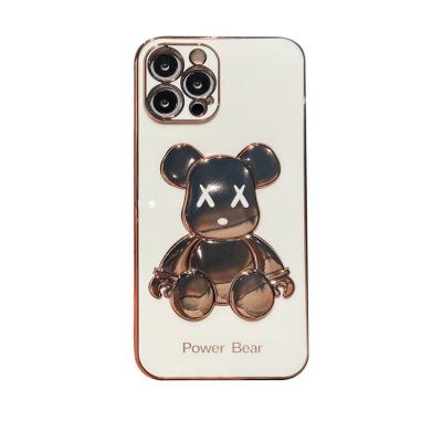 China Shockproof For iPhone 13 Pro Max 12 Modes Cartoon Cover Luxury Three-Dimensional Electroplating Violent Bear Phone Case Mobile Phone Case for sale