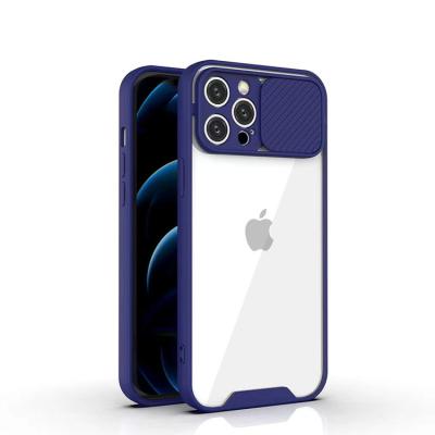 China Newest Design Shockproof TPU and PC Hybrid Push Window Protective Camera Case for iPhone 12 Pro Max for sale