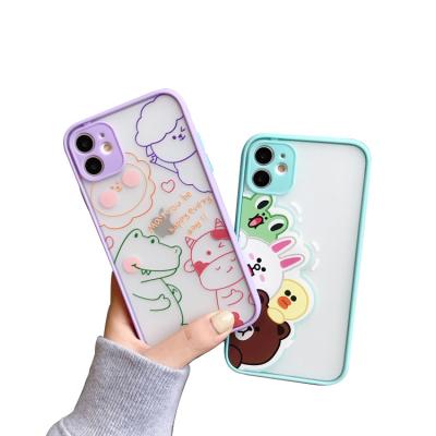 China Cute Hand Painted Shockproof Anime Cartoon Phone Case For iPhone X XR XS 12 11 pro 6s max max 7 8 plus SE 2020 Matte Hard Cover for sale