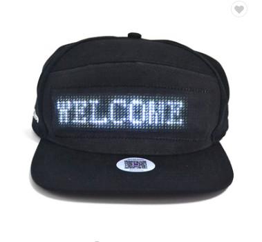 China Advertising LED Snapback Hats With USB Charging App Controlled Fashion Design for sale