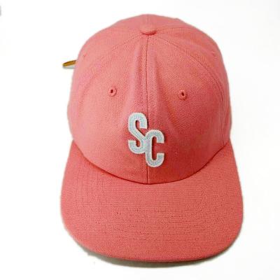 China Curved Brim Embroidered Baseball Caps Pink Canvas Dad Hat With Adjustable Strap for sale