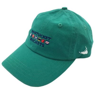 China OEM Vintage Green Embroidered Baseball Caps Unstructured With Leather Back Strap for sale