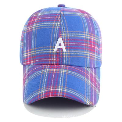 China Six Panel Promotional Products Caps Plaid Baseball Hat 100% Cotton Material for sale