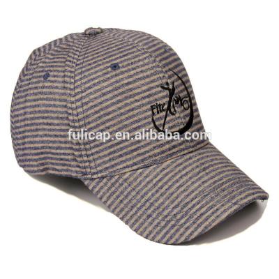 China Womens Six  Panel Embroidered Baseball Caps Striped Baseball Hat With Curved Brim for sale