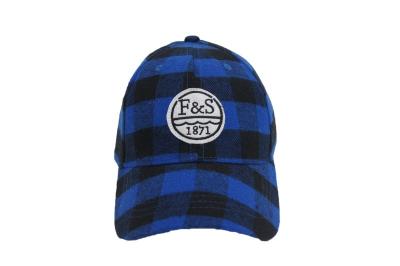 China Unisex Plaid Baseball Cap With Woven Labels On The Front Panels for sale