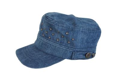 China Fashion denim cap High quality custom distressed denim army cap hats for sale