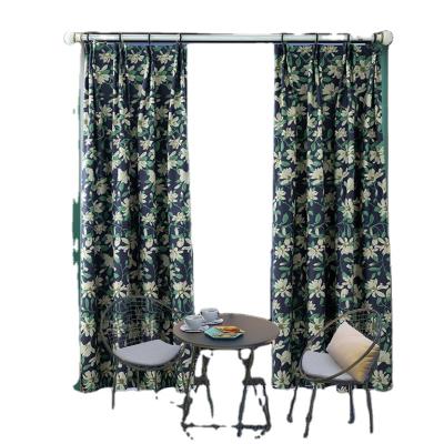 China Wholesale Hotel Blackout Living Room Ready Made Luxury Bedroom Thicken Shade Lily Printing Black Curtains for sale