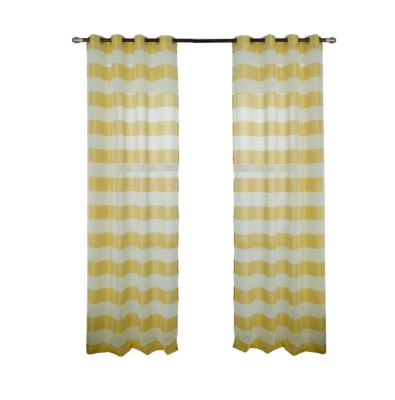 China Blackout Korean style stripe printing living room bedroom blackout gauze fresh finishing curtain small for sale