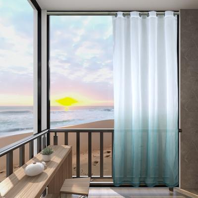 China Simple Modern Wedding Decoration Bay Window Blackout Balcony Fabric Gray And Shade Tulle Curtain Blue White for sale