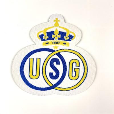 China Sustainable High Quality Twill Labels Maker Laser Cut Iron On Woven Patches For Garment for sale