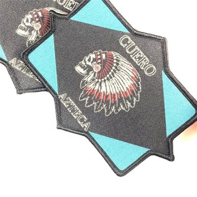 China Custom Cheap Yarn Woven Badges Badge Woven Patch Viable For Apparel Hats for sale