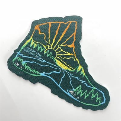 China Sustainable Self Adhesive Sports Applique Iron On Woven Badges Patches Custom Woven Patches for sale