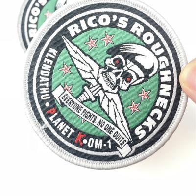 China Sustainable Cotton Oversized Self Adhesive Iron On Woven Badges Patch Woven Patch Custom for sale