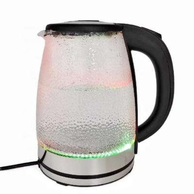 China New Tea Water Maker 360 Degree Glass Electric Kettle Rotating Low Jug Heater with Color Changing LED Light for sale