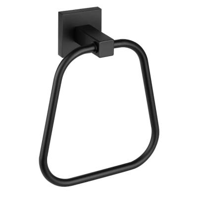 China Fashion Towel Ring Wall Bath Stainless Steel Heavy Duty Towel Hanger Matte Black Bathroom Hand Towel Holder for sale