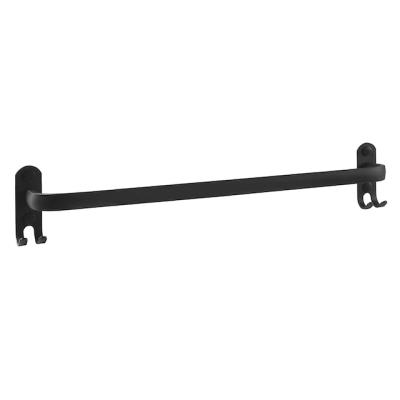 China Fashion OEM Bath Shower Towel Rack Bar Matte Black Double Hooks 18 Inch 24 Inch Bathroom Towel Rack for sale