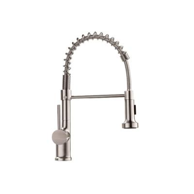 China Without Pull Down Bar Kitchen Faucet With Pull Down Sprayer Handle Single Lever Spring Kitchen Sink Faucet Brushed Nickel for sale