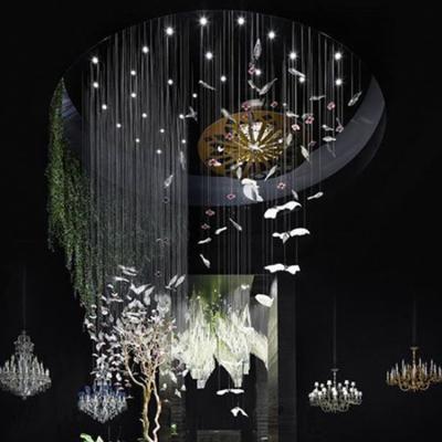 China Modern Luxury Hotel Lobby Theatre Salon Wedding Decoration Ceiling Pendant Light Custom Modern LED Glass Bird Chandelier for sale