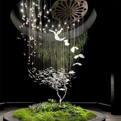 China Modern New Design Hotel Lobby Theatre Salon Decoration Pendant Light Custom Modern LED Glass Bird Chandelier for sale