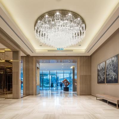 China Modern New Design Indoor Decoration Hotel Lobby Hall Custom Glass Crystal Modern LED Round Ceiling Chandelier for sale