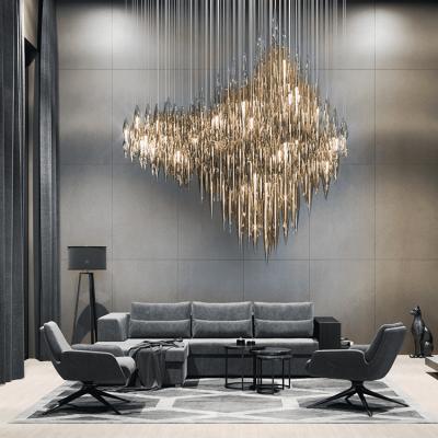 China Modern Fashion Style Interior Decoration Custom Project Pendant Lamp Hotel Lobby Villa LED Glass Chandelier for sale